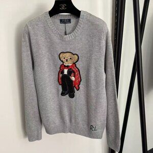 Polo Ralph Lauren Red cape bear patterned gray sweater